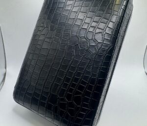 Brouk & Co. Black Croc Leather Cigar Travel Humidor