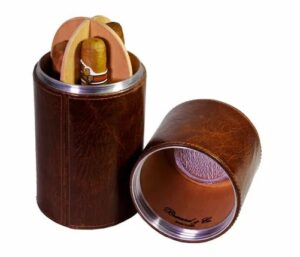 Brizard Cylinder desk humidor antique saddle