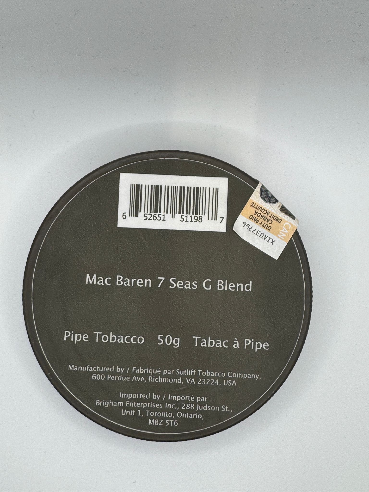 MAC BAREN 7 SEAS G BLEND 50G PIPE TOBBACO