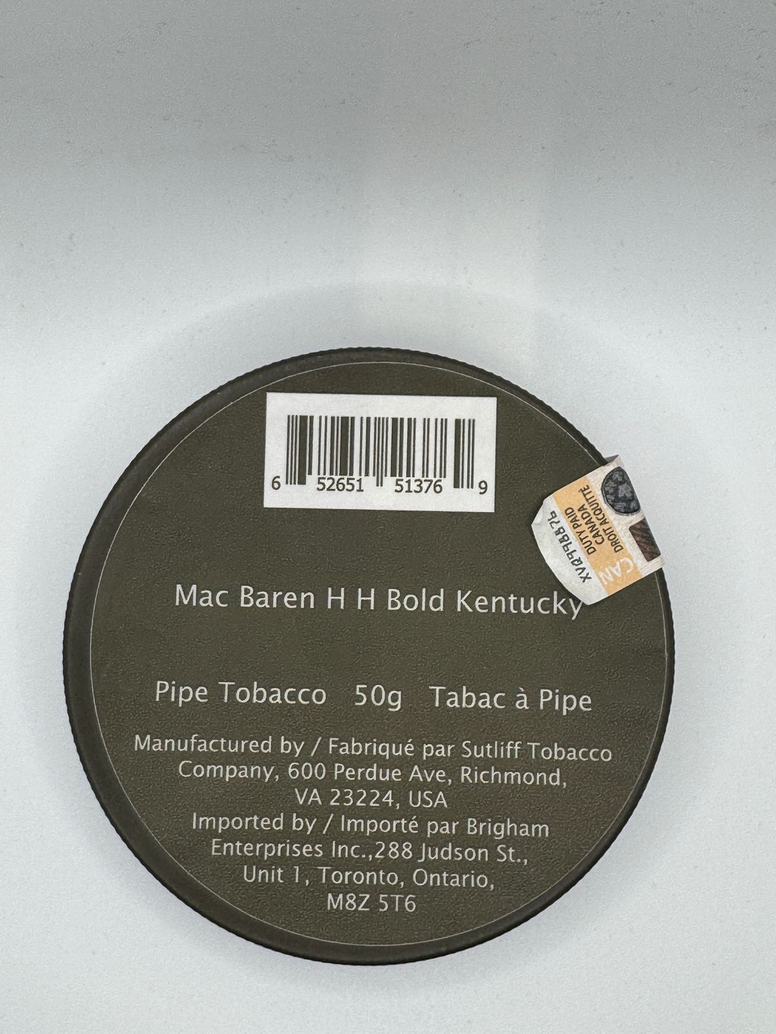 MAC BAREN H H BOLD KENTUCKY 50 G PIPE TOBACCO