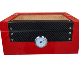 HUMIDOR- RED GLASS TOP