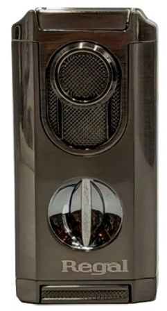 Regal Lighter and( V Cutter) Ultra - Black and Titanium - Triple Flame Torch